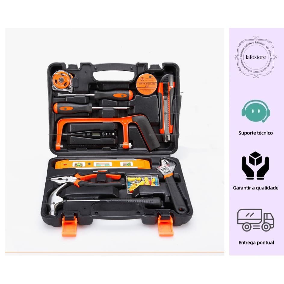 Kit Jogo De Ferramentas 13 Peças Com Maleta Multiuso Inclui serra e outras ferramentas grandes