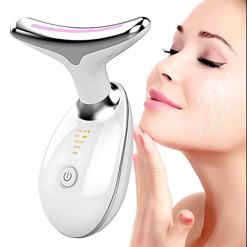 Aparelho de Beleza Portátil LED Fóton Para Pescoço e Rosto Firma Pele e Remove Rugas