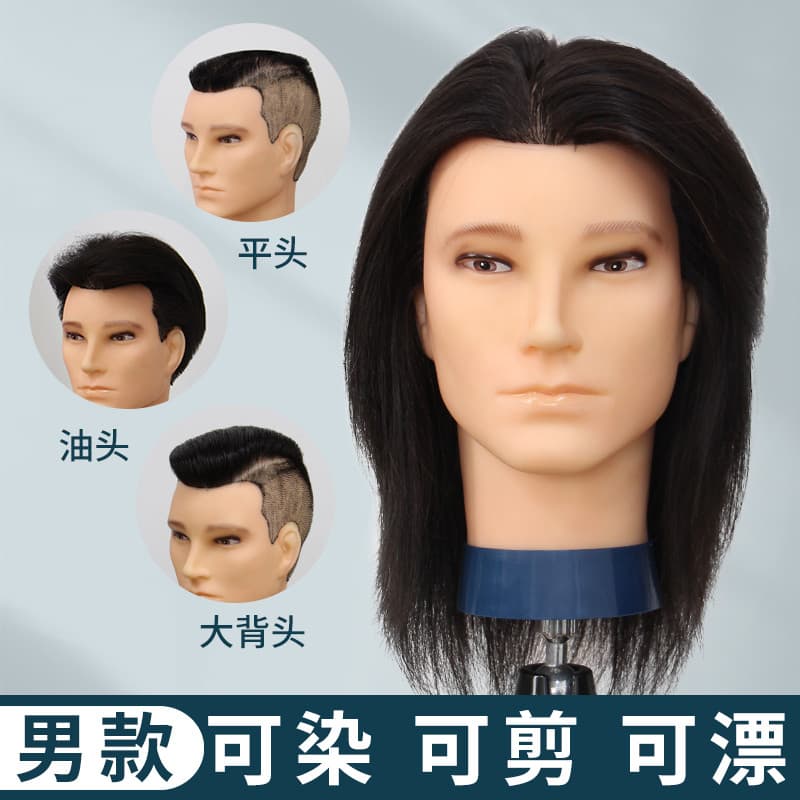 Modelo de cabeça masculina de cabeleireiro, barbearia, cabeleireiro, escola, salão de beleza, aprendiz, corte fino, ting