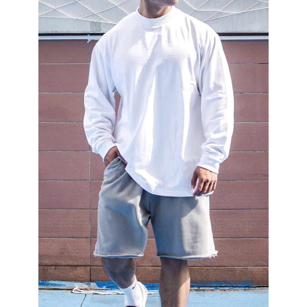 Americano puro algodão moletom masculino High-End solto de manga comprida camiseta treinamento ao ar livre Fitness espor