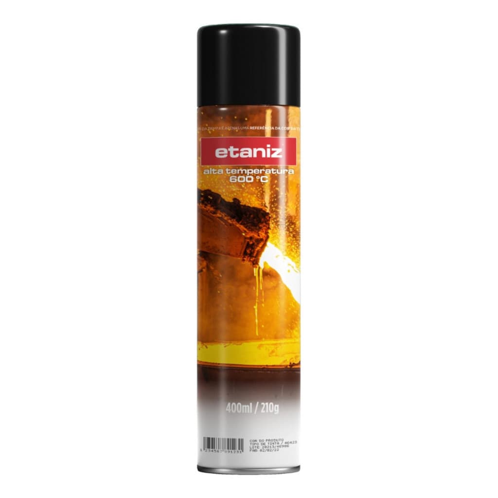 Tinta Sprays Preto Fosco Alta Temperatura 400ml - Etaniz