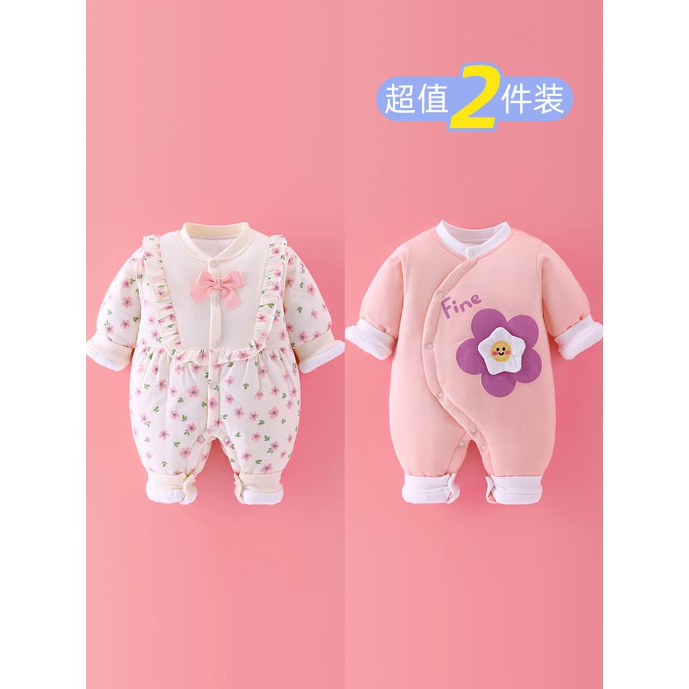 2 conjuntos de roupas da menina do bebê inverno algodão roupas de inverno do bebê macacão recém-nascido roupas de algodã