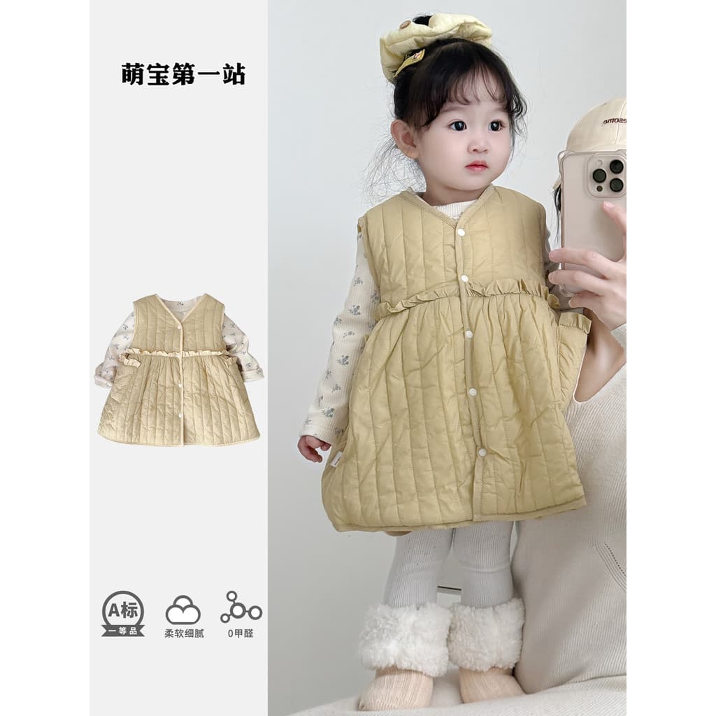 Versão coreana roupas de bebê menina outono inverno forro de lã terno um ano de idade moda cinta saia de duas peças pass