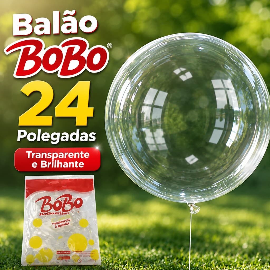 Balões Bubble Bobo Balloon Transparentes 24" Polegadas para Decoração de Festas e Eventos