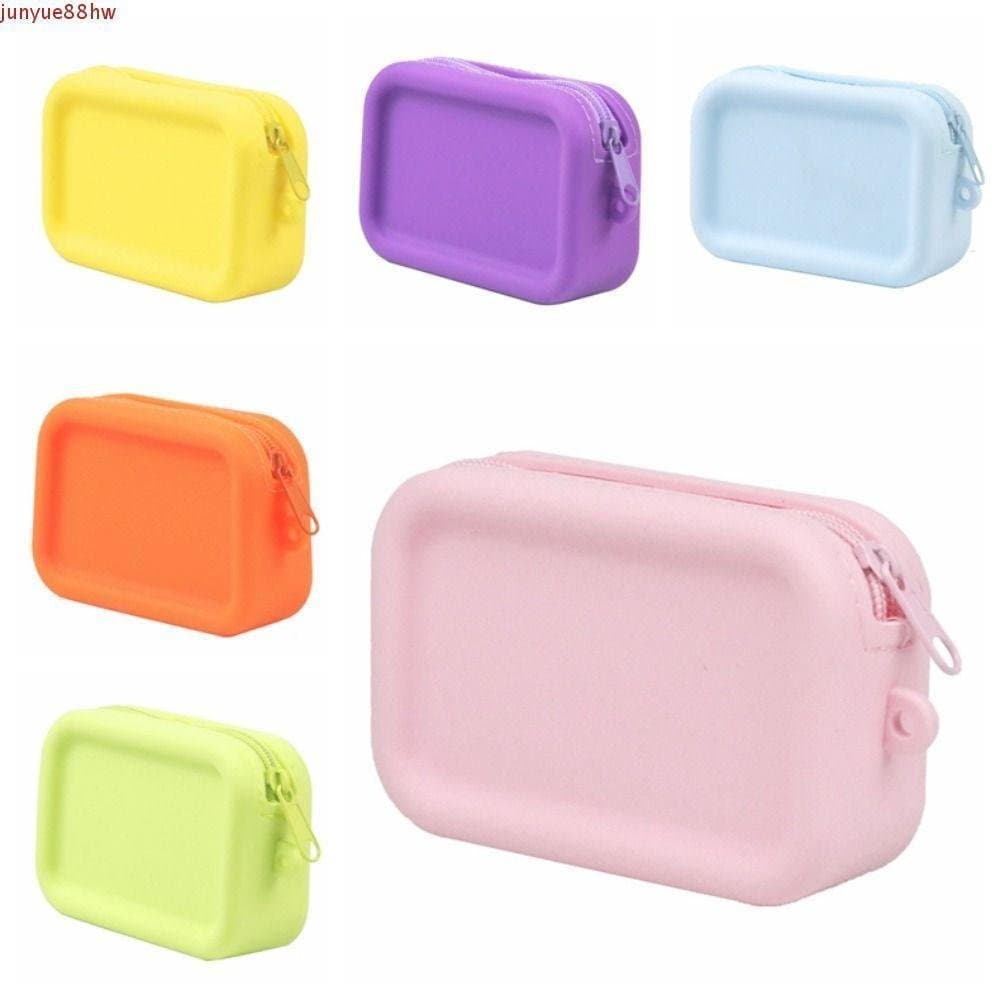 Bolsa De Armazenamento Multifuncional JUNYUE , | Mini Cosmética De Silicone Colorida , Retangular De Cor Sólida Para Ite