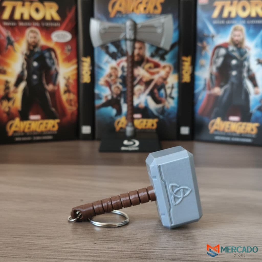 Chaveiro Martelo do Thor – Mjölnir Deus do Trovão, 7 cm, Geek, Herói, Colecionável Inspirado