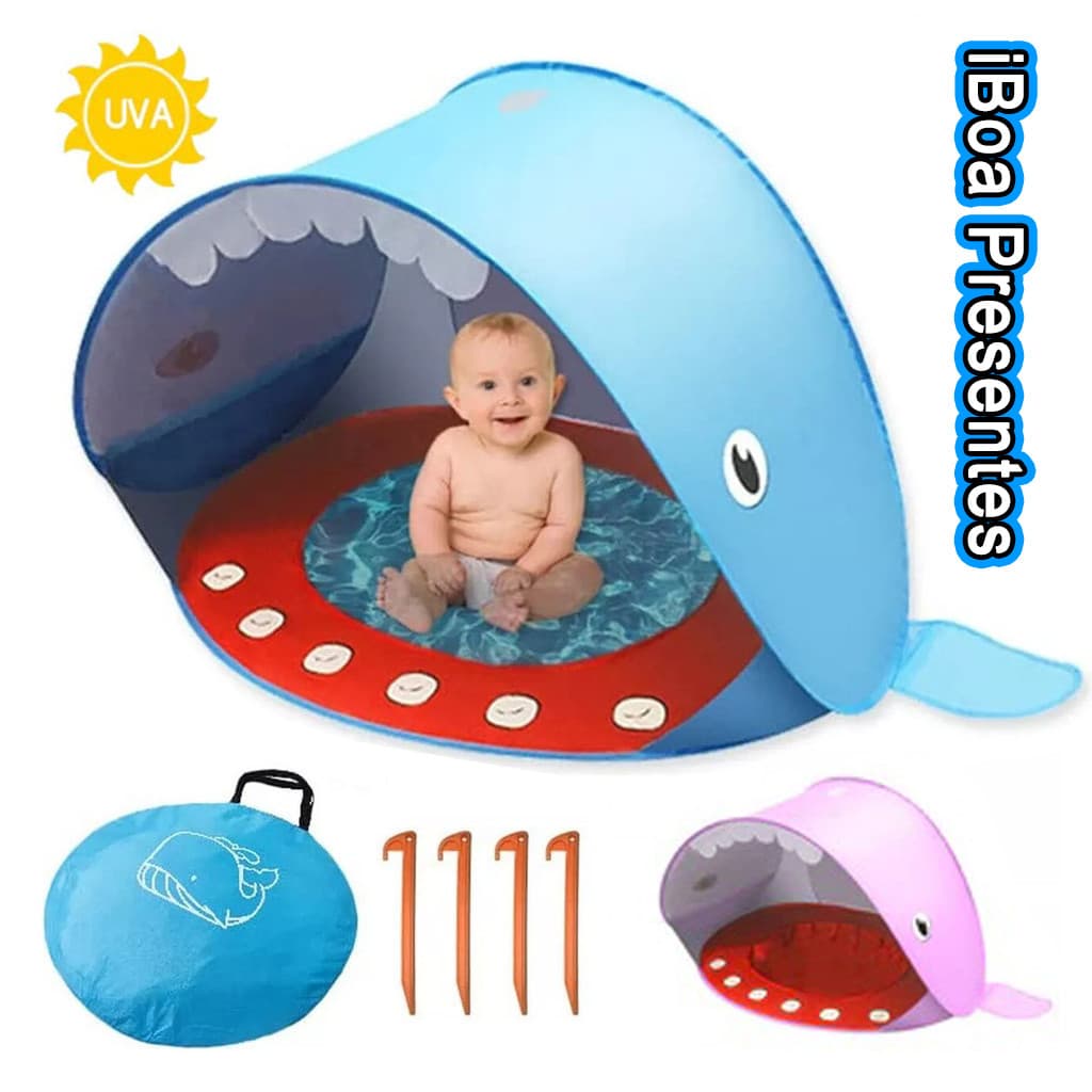 Tenda De Praia Infantil Portátil Com Piscina E Sombra Proteção UV  FPS 50+ Para Externas E Áreas De Recreação Internas