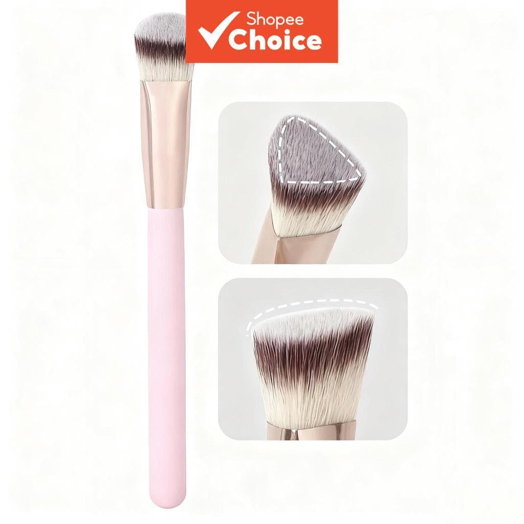 Pincel De Corretivo Facial Triangular – Ferramenta De Maquiagem Para Manchas E Mistura De Fibra Macia