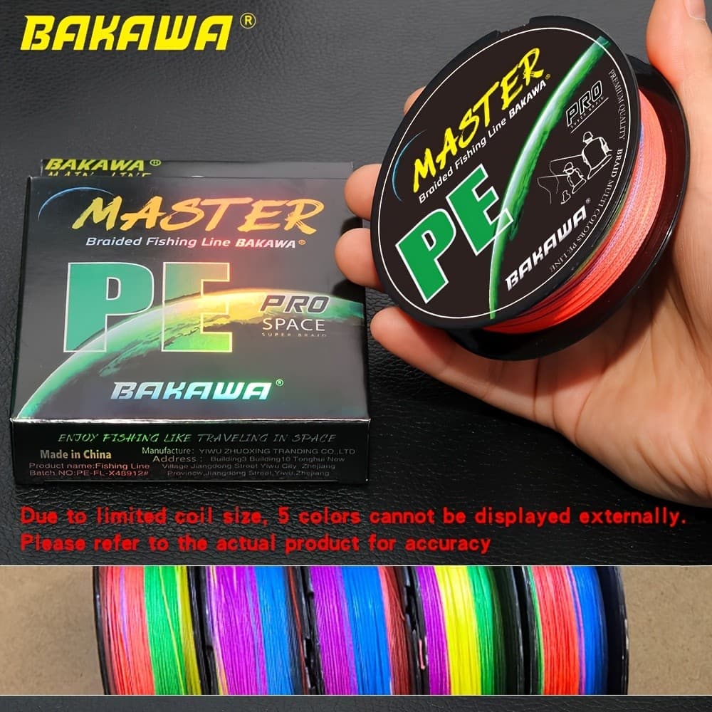 Linha de Pesca Trançada de 4 Fios BAKAWA 100M, 100% PE para Pesca de Carpa, Sensível e Durável, Adequada para Equipament