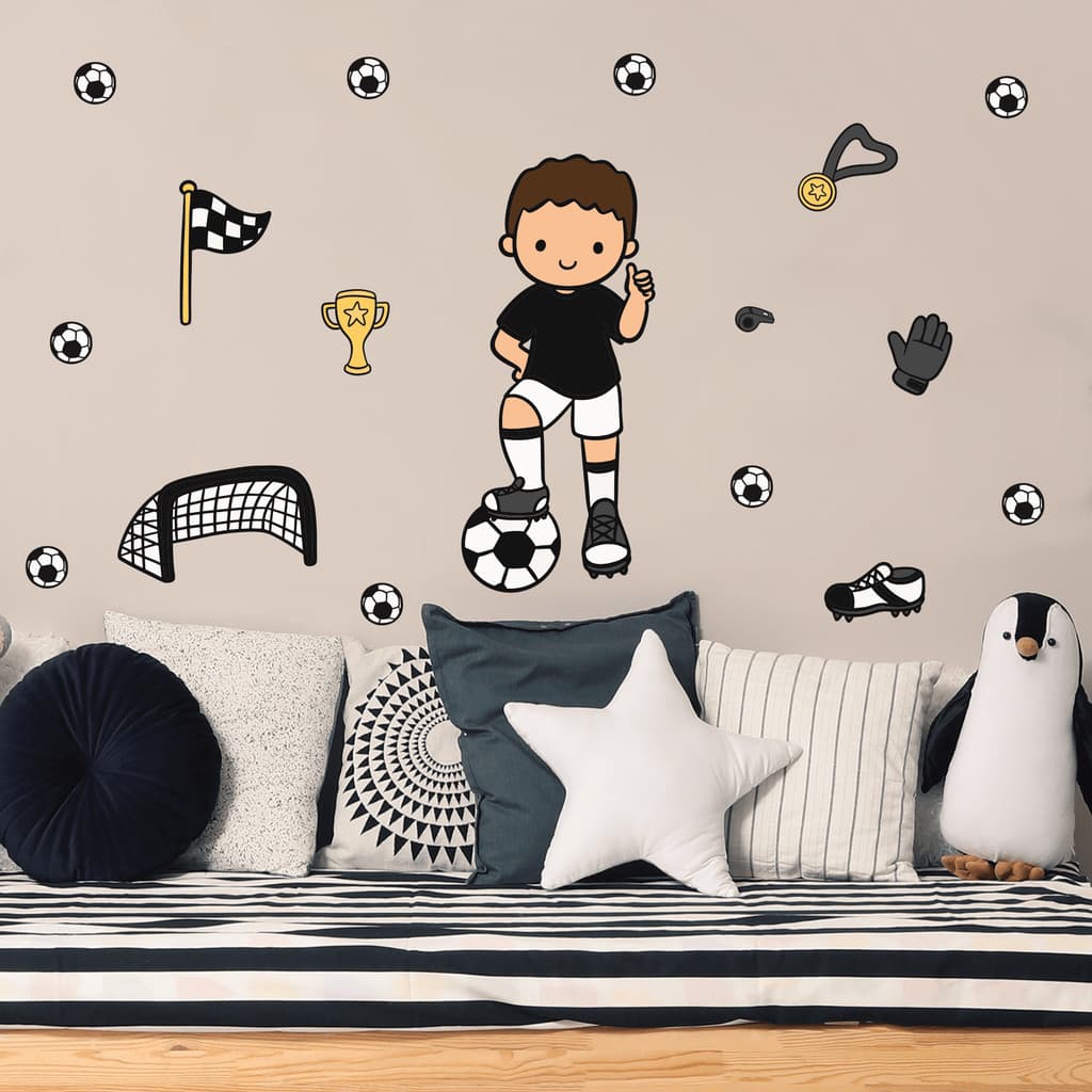 Adesivo de Parede Infantil Menino Futebol  - 17 adesivos