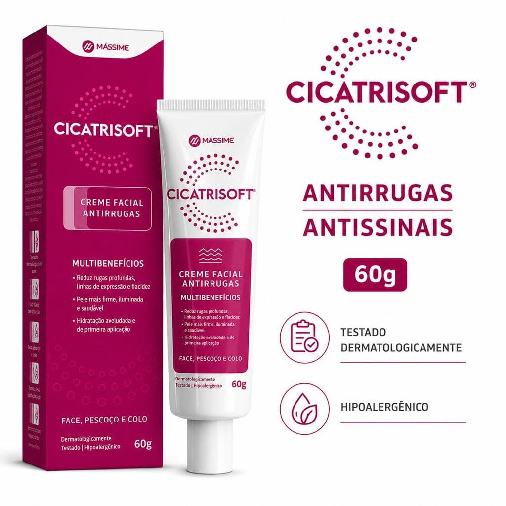Cicatrisoft Creme Facial Antirrugas Antissinais 60g Multibenefícios