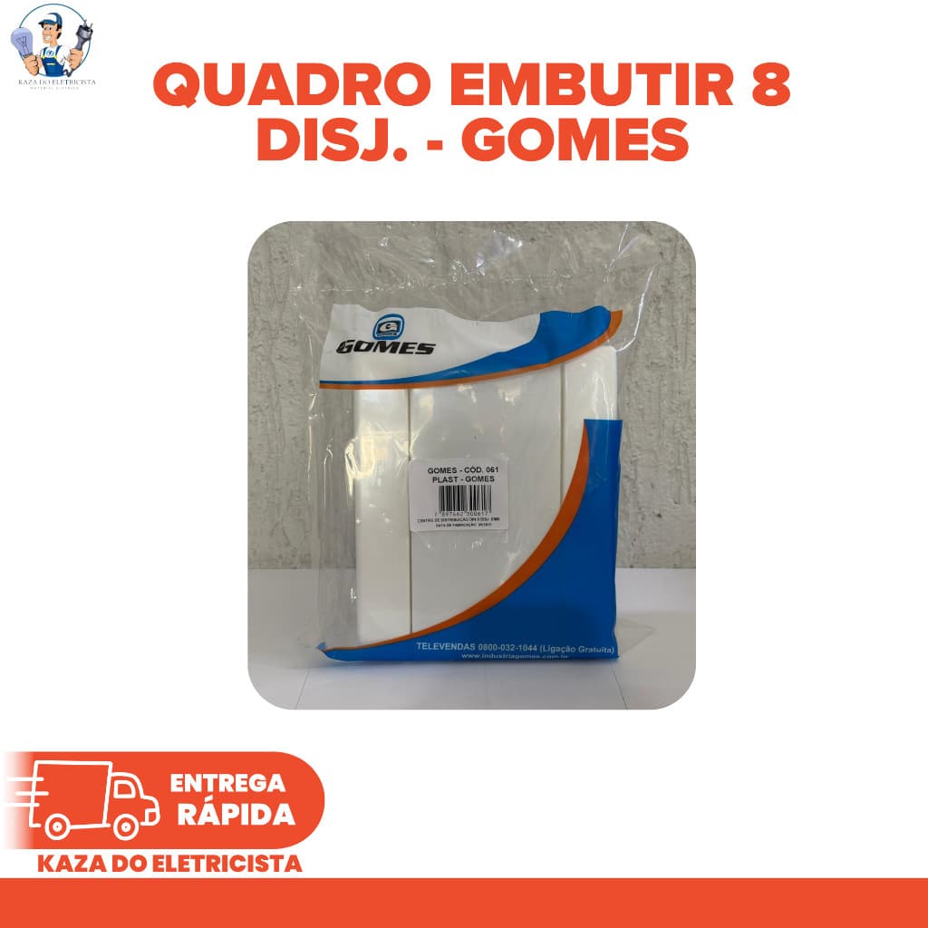 Quadro de Distribuição Embutir 8 Disjuntores Sem Barramento Centrinho Gomes