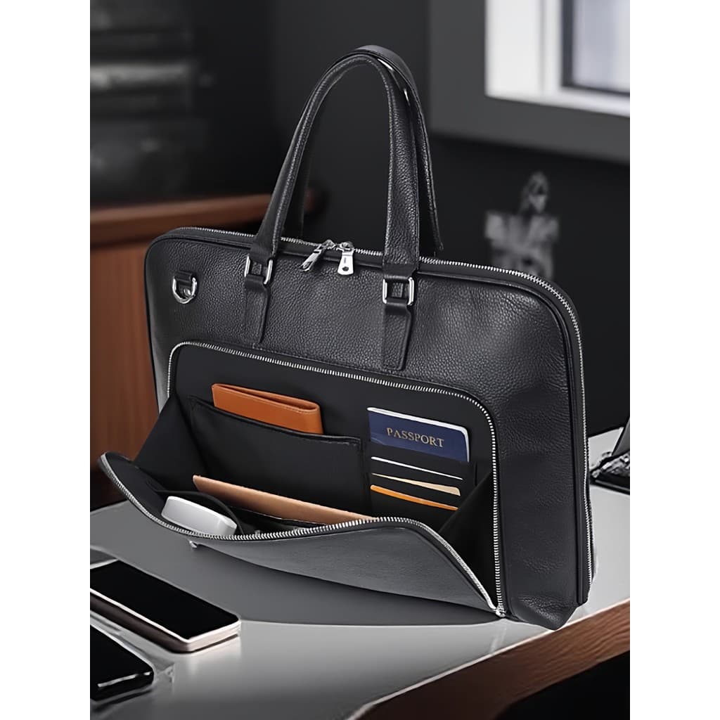 Novo estilo de couro genuíno bolsa masculina bolsa de negócios maleta de couro 52cm bolsa de computador maleta masculina