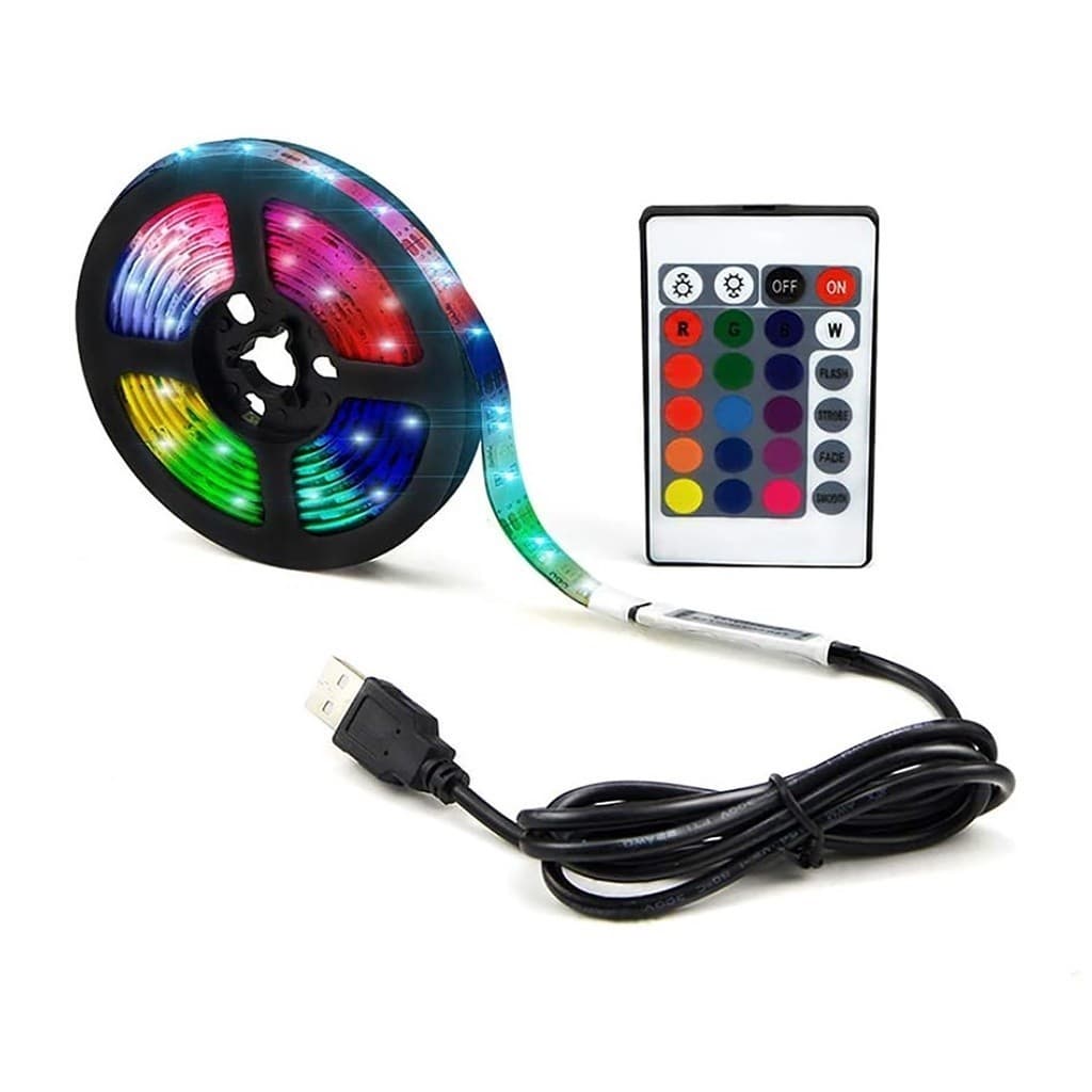 Fita Led 5050 Rgb Colorida Controle 3m 5v Usb Para Tv Pc Carro