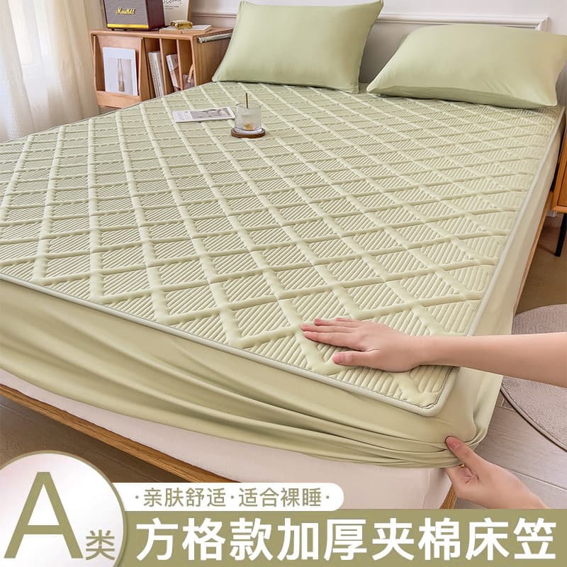 Capa de cama acolchoada de cor sólida, peça única, colchão, capa protetora, dormitório estudantil, lençol de solteiro, 2