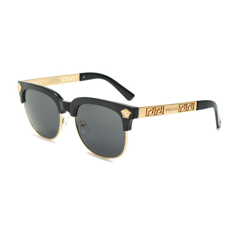 Óculos de Sol de Metal com Meia Armação Moda Europeia e Americana para Homens e Mulheres Retro Proteção Ultravioleta UV4