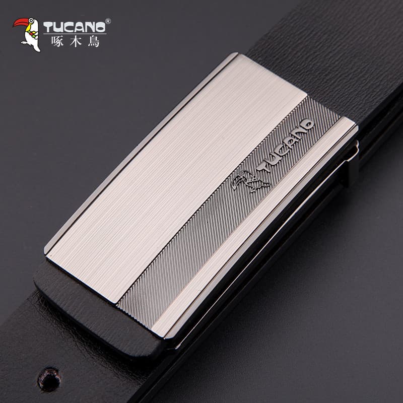 Cinto de fivela suave masculino pica-pau genuíno moda simples cinto de couro masculino na moda