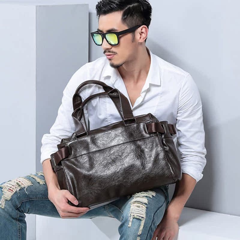 Bolsa de couro genuíno de negócios, bolsa masculina de grande capacidade, trabalho Casual, novo estilo, bolsa de computa
