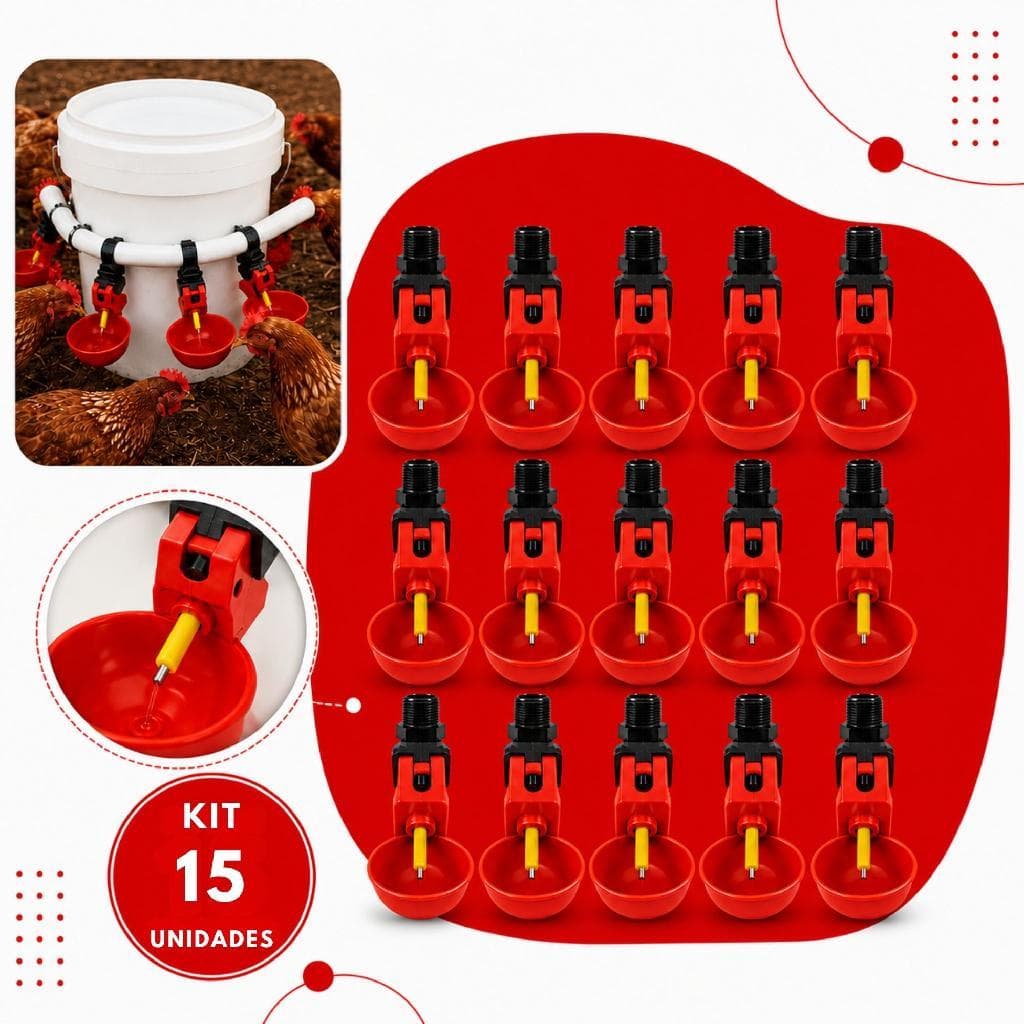 15x Bebedouros Enchimento Automático P/ Galinha Aves