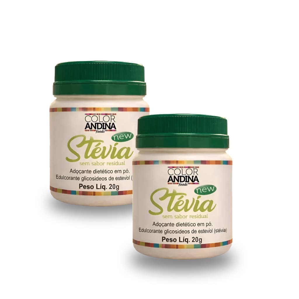 Adoçante Stévia 20g Kit Com 2 Potes Color Andina