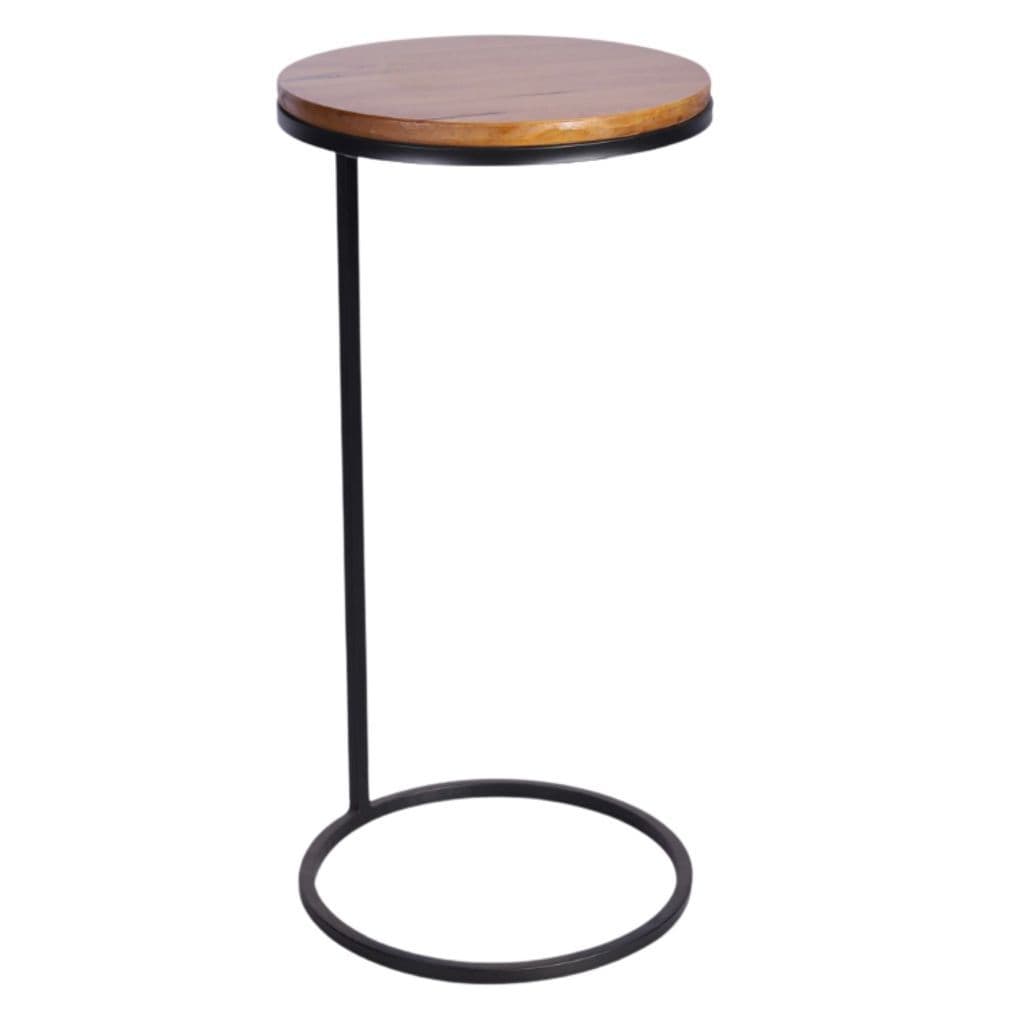 Mesa Lofts Dot Redonda 70 cm – Design Industrial em Aço Carbono e Madeira