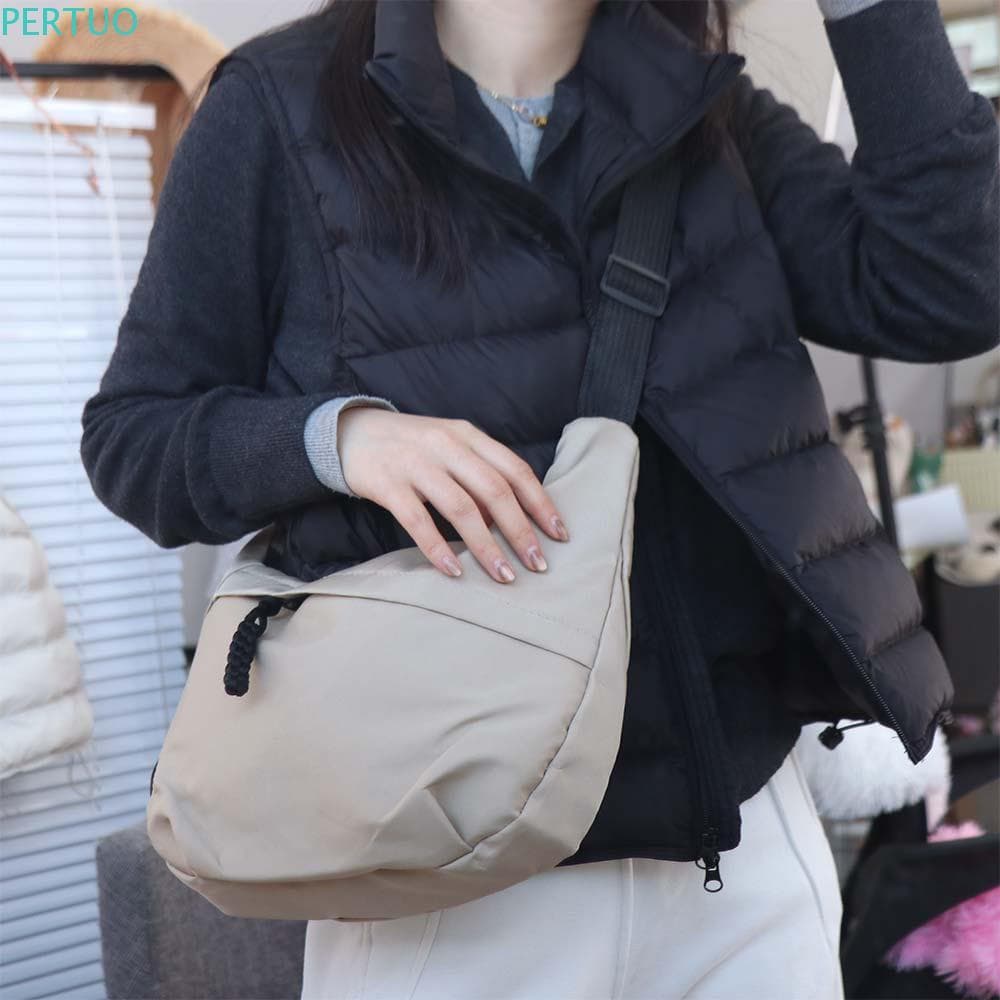 Bolsa De Ombro De Nylon PERTUO , Leve De Bolinho Com Zíper De Cor Sólida Mensageiro Esportiva Casual À Prova D'água