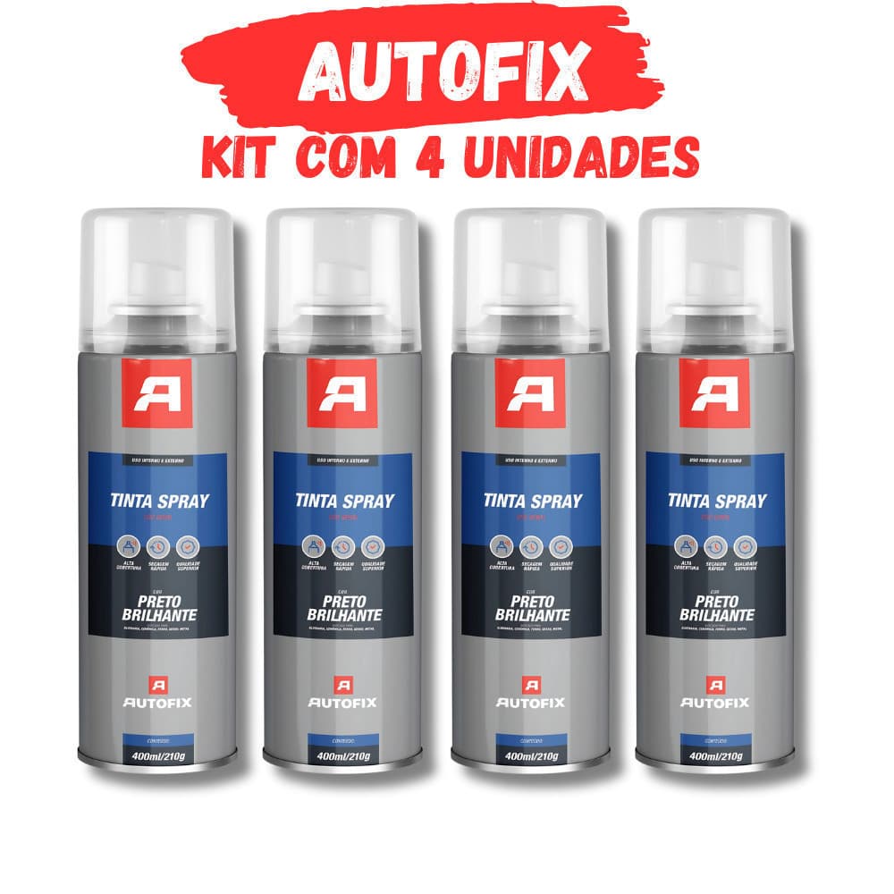 Kit 4 Tintas Spray Uso Geral 400ml - Preto Brilhante OK OK MAX