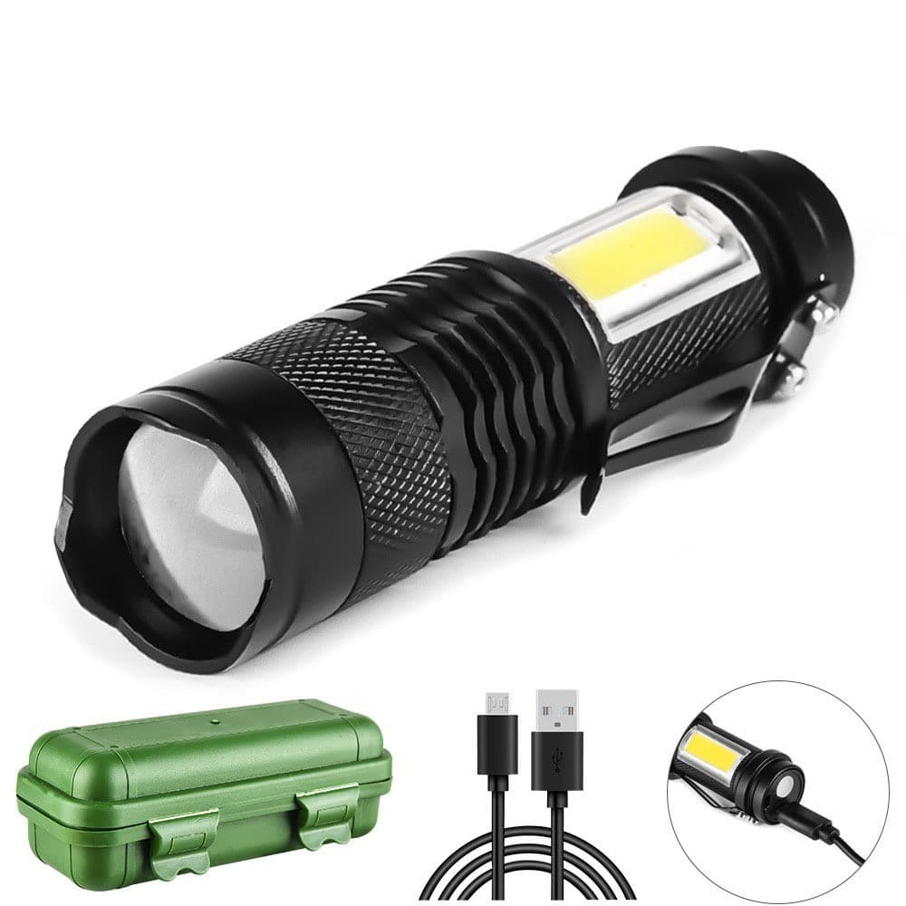 Lanterna de luz lateral SK68 COB transfronteiriça Mini Zoom Lanterna de luz forte Carregamento USB Lanterna pequena 1450