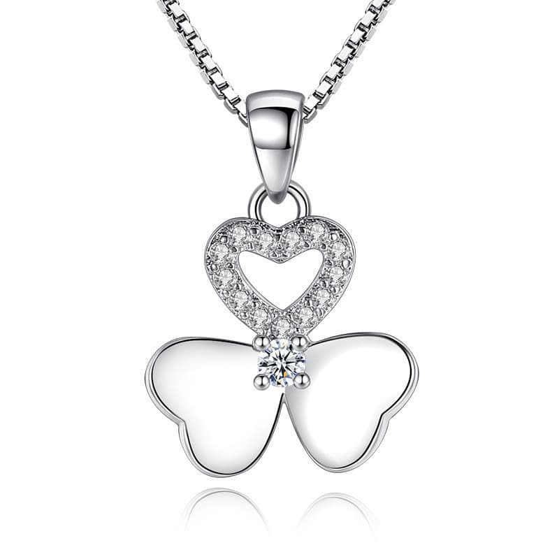 Trevo moda zircão banhado a prata pingente feminino jóias de diamante colar curto pingente colar jóias