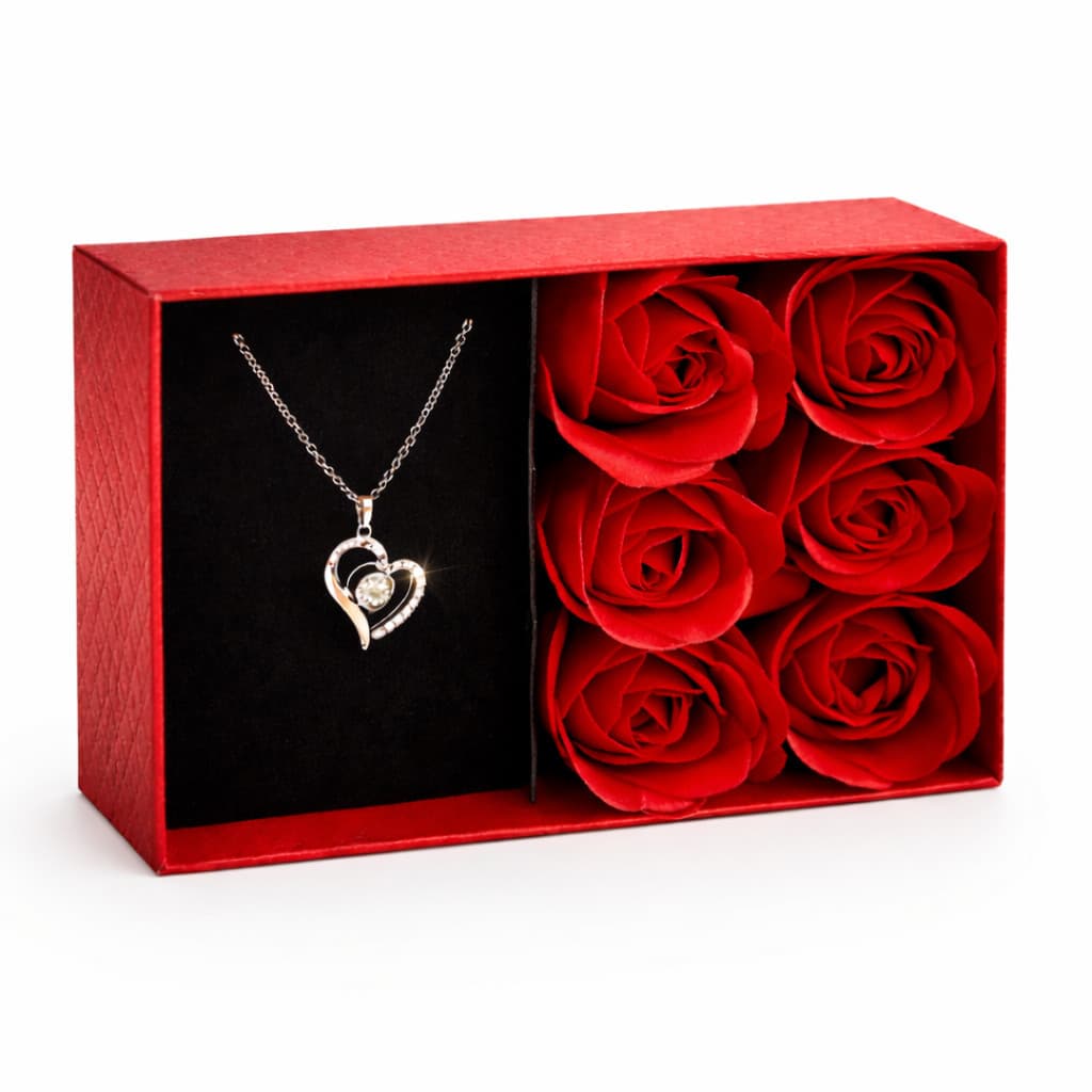 Caixa Presente Romântica Porta Joias com Rosas Vermelha / Rosa  Dia dos Namorados - Envio Imediato