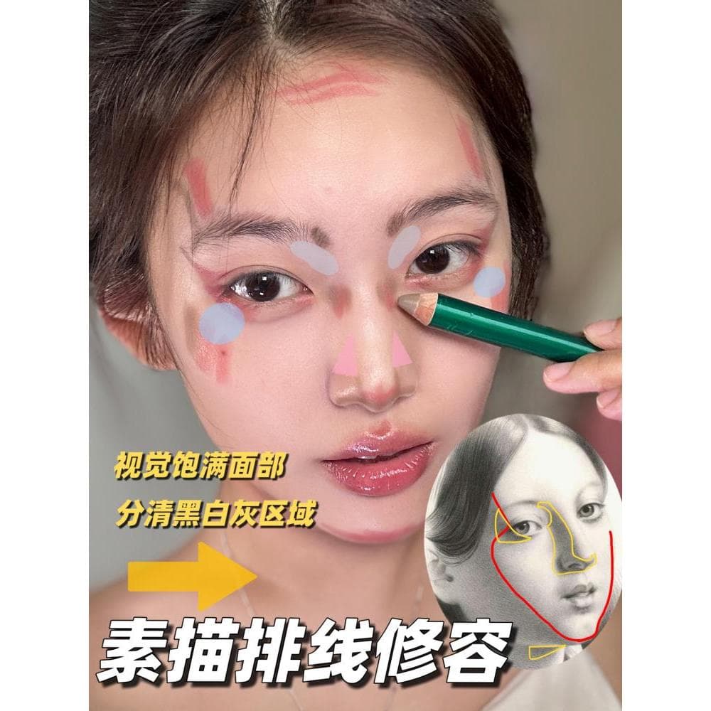 Alunos de arte adoram diretamente!Caneta de contorno de duas cabeças Facial iluminando sombra de nariz Natural tridimens
