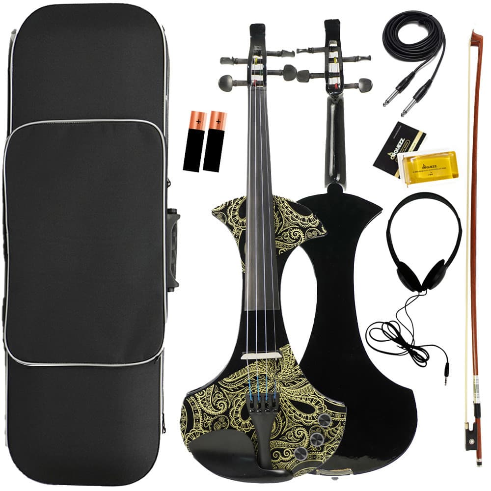 Violino Elétrico 4/4 Profissional Orquezz Preto/Amarelo