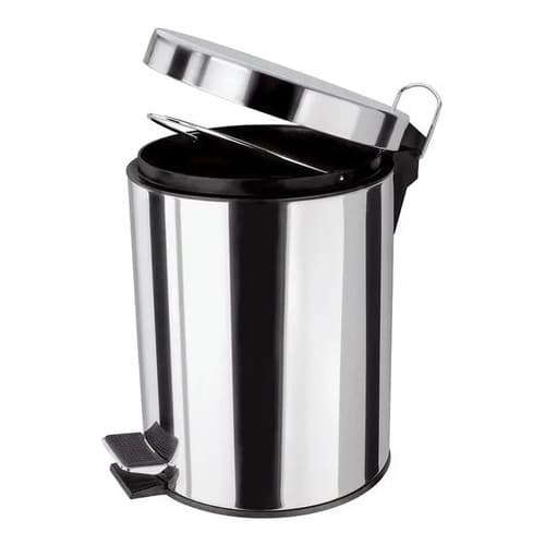 Lixeira 5l Pedal Aço Inox Tampa Média Alça Balde Removível