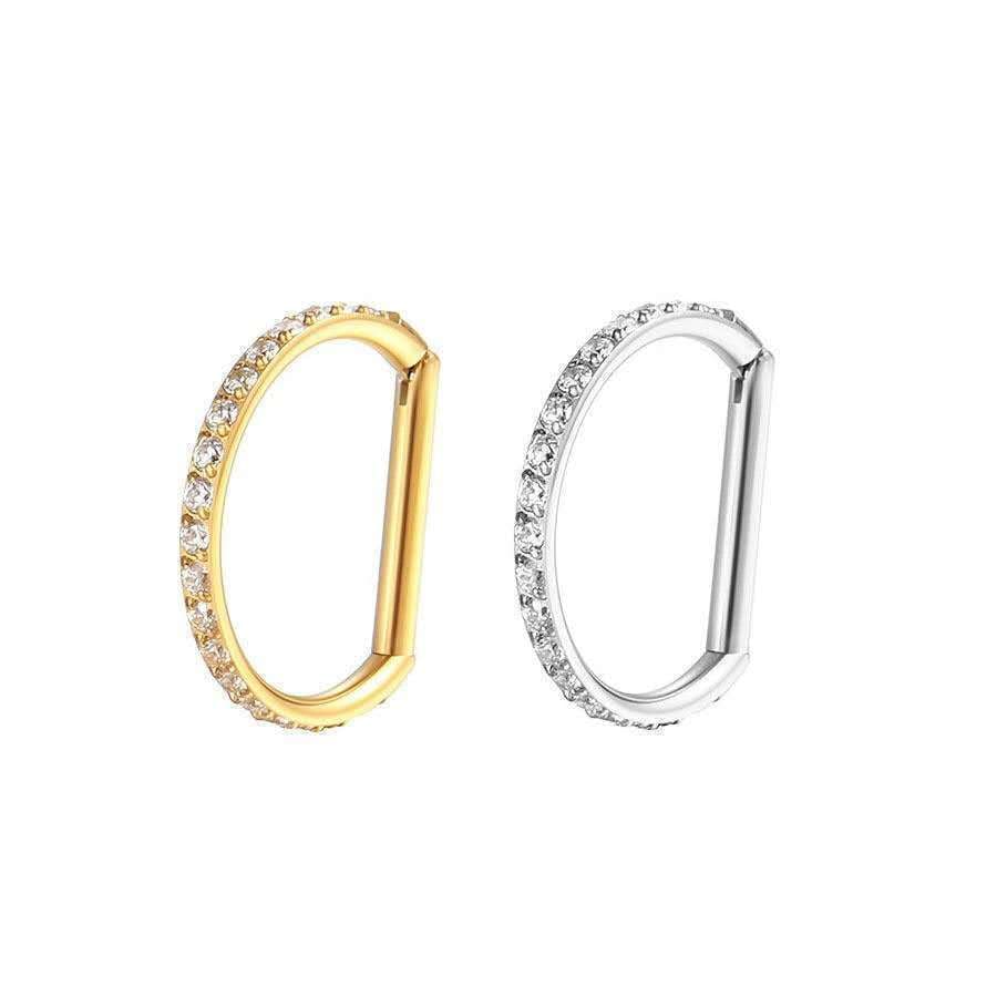 Piercing Septril Rook Conch Nariz Meia Argola Pvd Segamento Articulado Zircônia