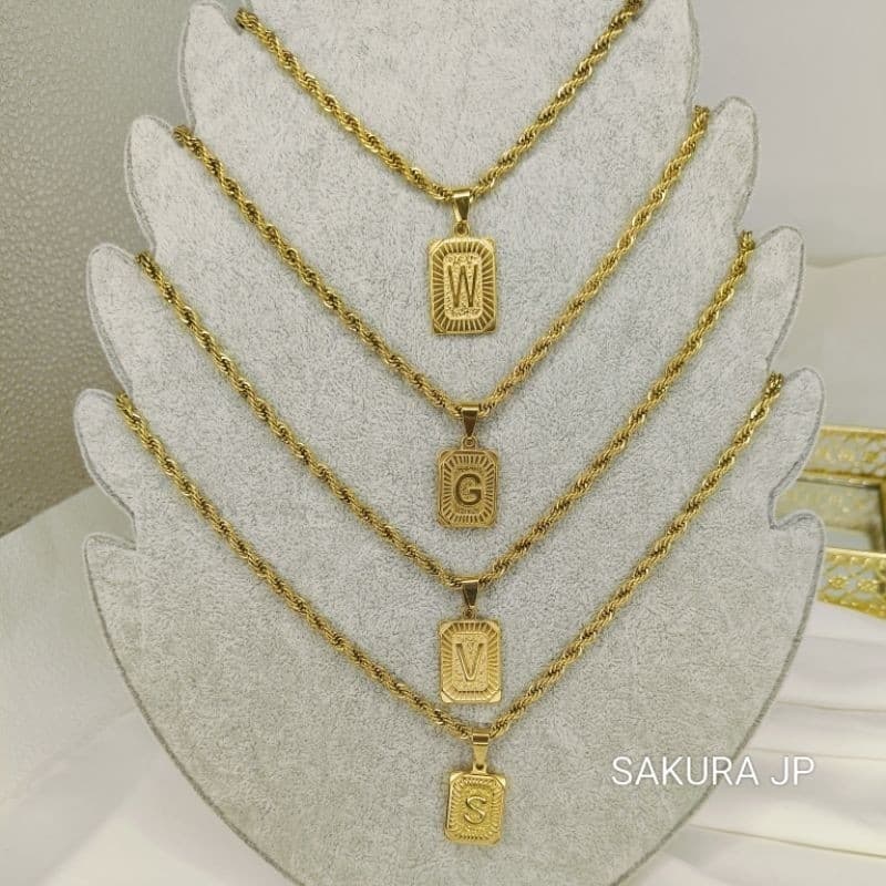 Corrente Torça Baiano 45/60cm Aço Com Pingente de Letras A-Z Folheado a Ouro Dourado, Corrente Masculino/Feminino