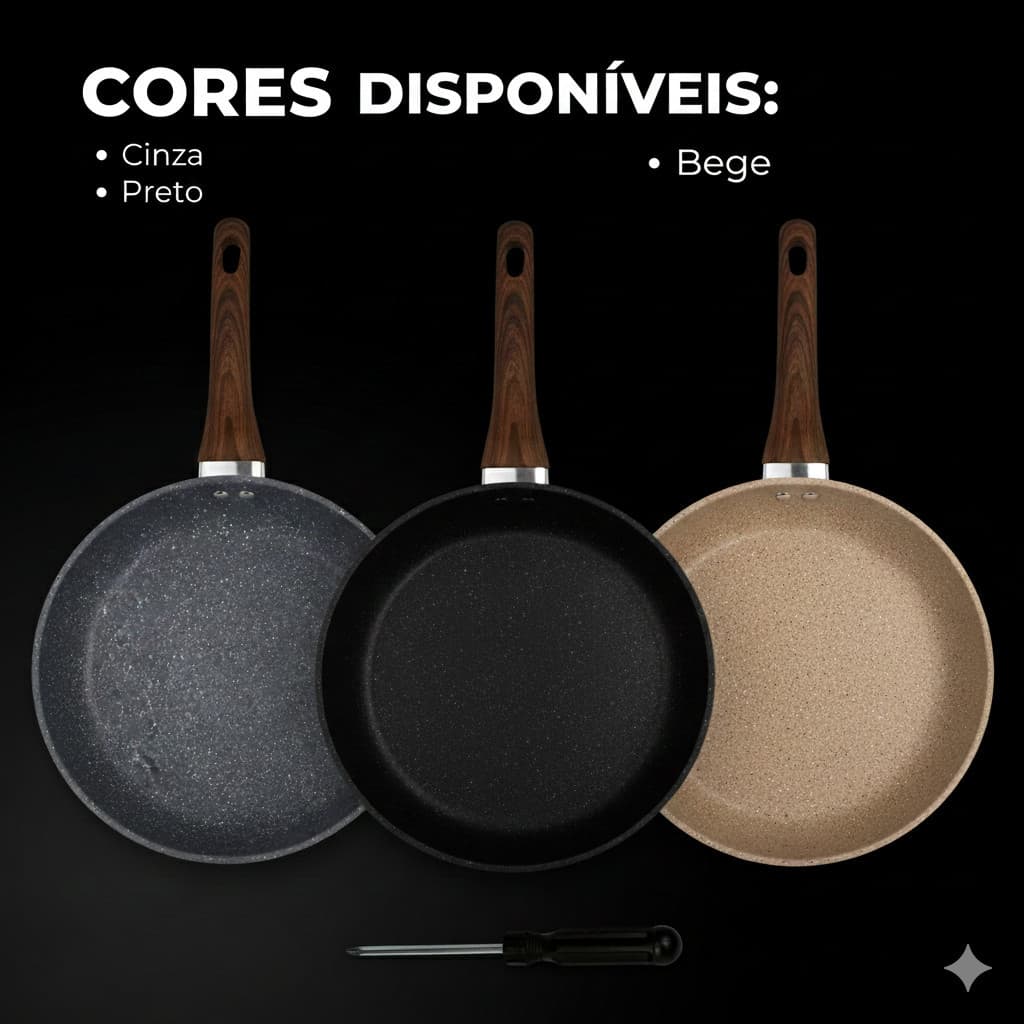 Frigideira Antiaderente 26 cm Ferro Fundido Frita Sem Óleo/Gás + chave de Brinde