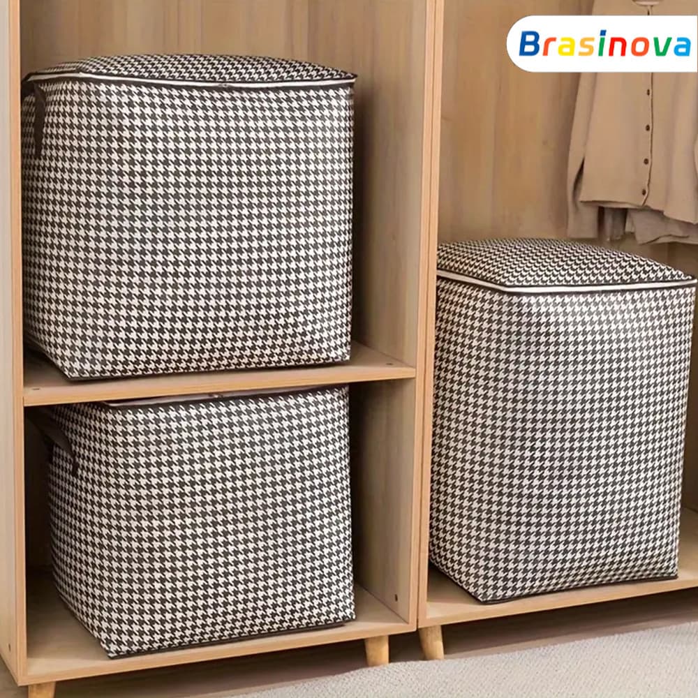 Kit de Caixas Organizadoras para Quarto e Lavanderia – 100L, 140L, 180L – Ideal para Têxteis