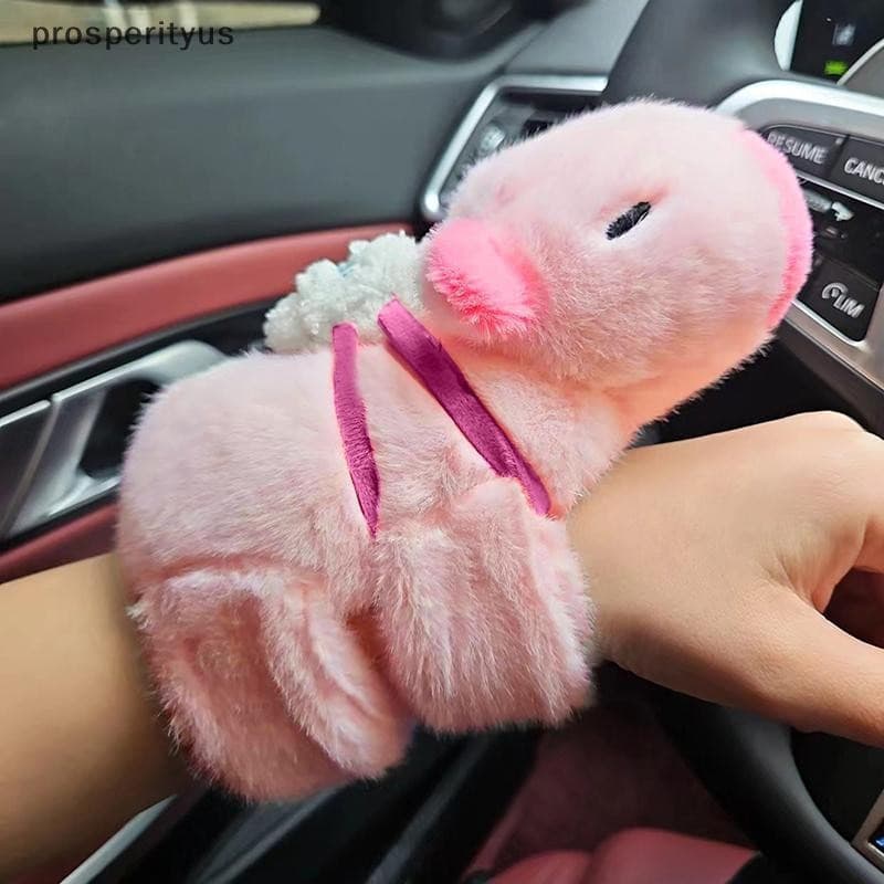 [prosperityus] Linda Capivara Animal Tapa Snap Wrap Pulseira De Pelúcia Bicho Kawaii Anel De Mão Criança Brinquedos Engr