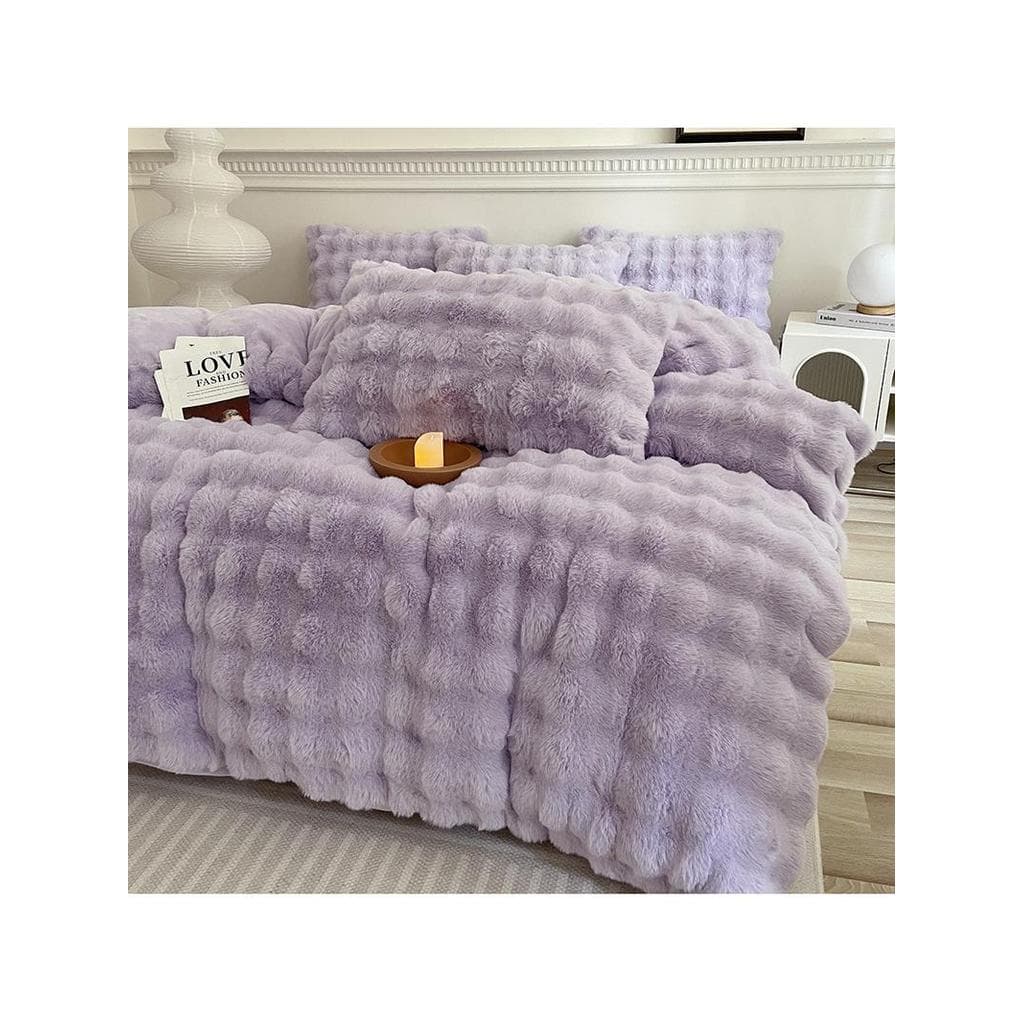 Conjunto de quatro peças de lã de leite grosso inverno Coral velo coelho pelúcia conjunto de quatro peças luz luxo cor s