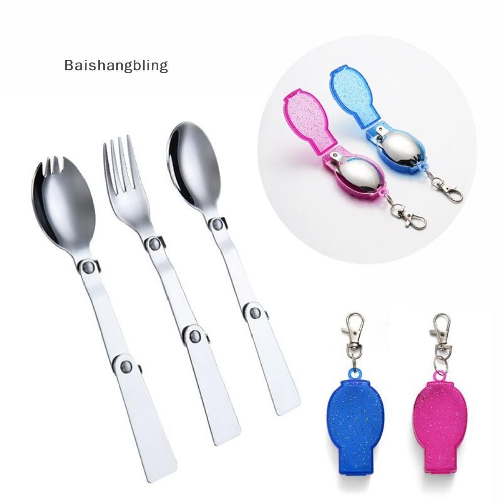 Bsbl 304 Colher De Solda De Aço Inoxidável , Utensílios De Mesa Criativos , Portátil , Três Dobras , Garfo , Viagem , Do