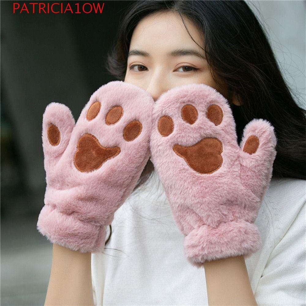 PATRICIA1OW Luvas De Garra De Gato Ao Ar Livre Bonito Urso Fofo Outono À Prova De Vento Inverno