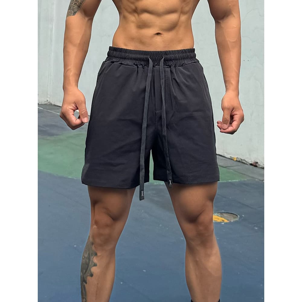 Novos Shorts esportivos masculinos forro de camada dupla de secagem rápida correndo treinamento agachamento respirável b