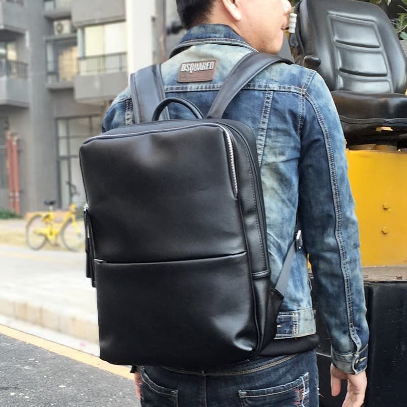 Mochila japonesa masculina, bolsa de computador para viagem de negócios, simples, britânica, couro genuíno, bolsa de via