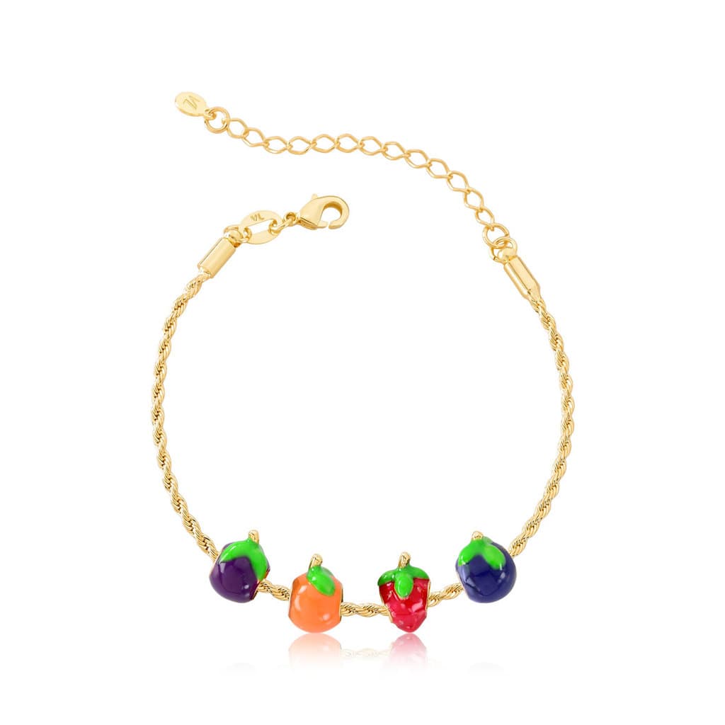Pulseira Frutas Revestida em Ouro
