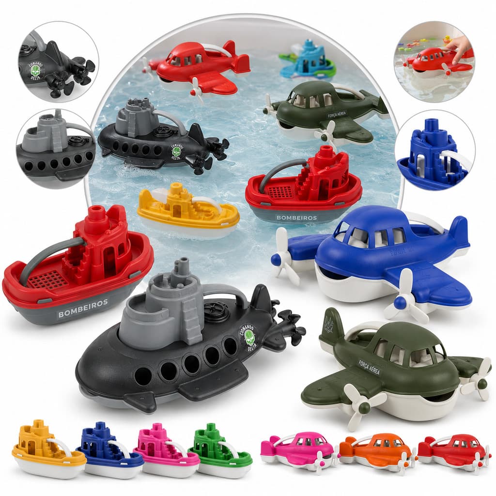 Brinquedo Banho Agua Bebe Barquinho Aviãozinho Submarino Infantil Criança Praia Piscina Flutuante