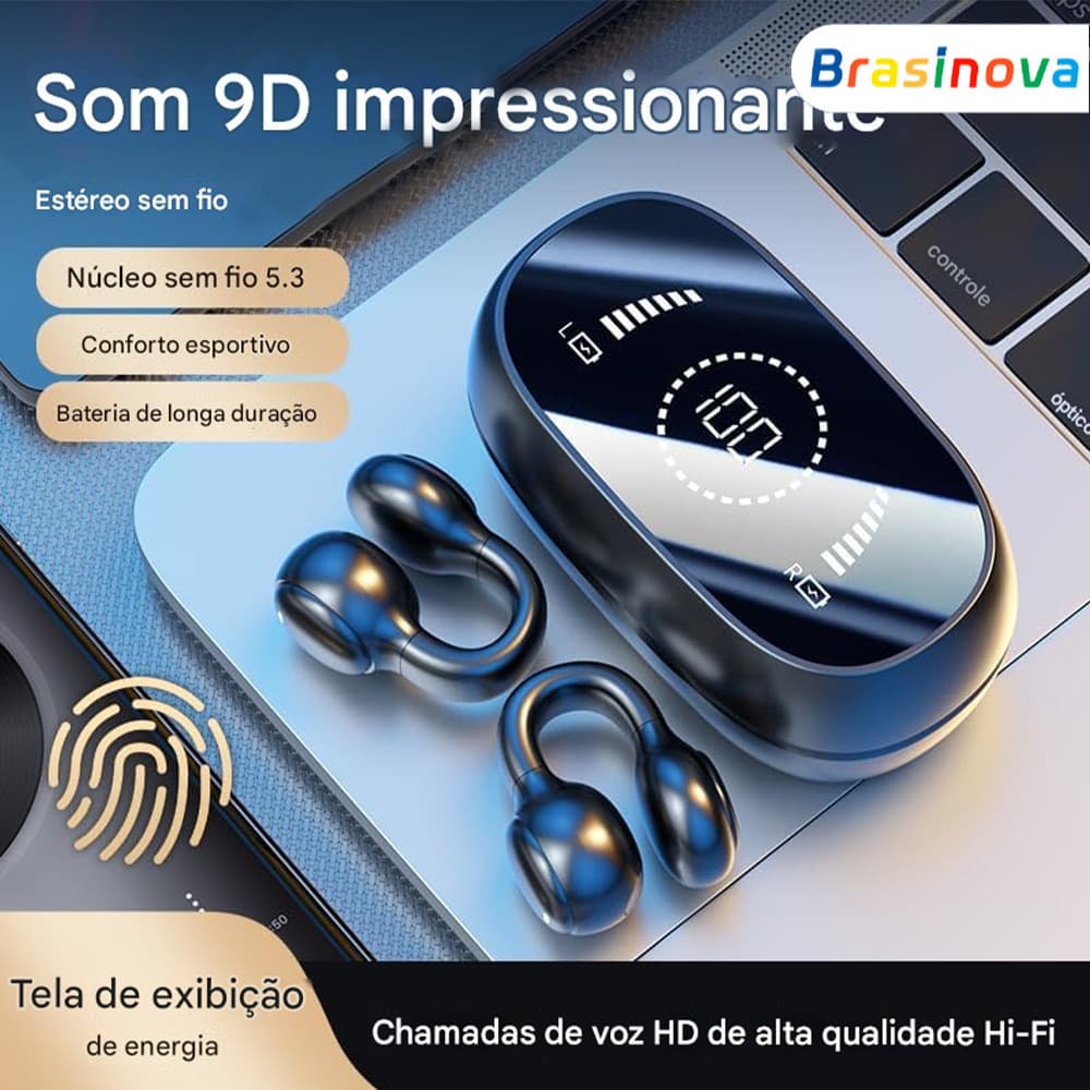 Fone Bluetooth Clip 2026 Conforto Máximo Não Intra Auricular Bateria de Longa Duração Proteção Auditiva
