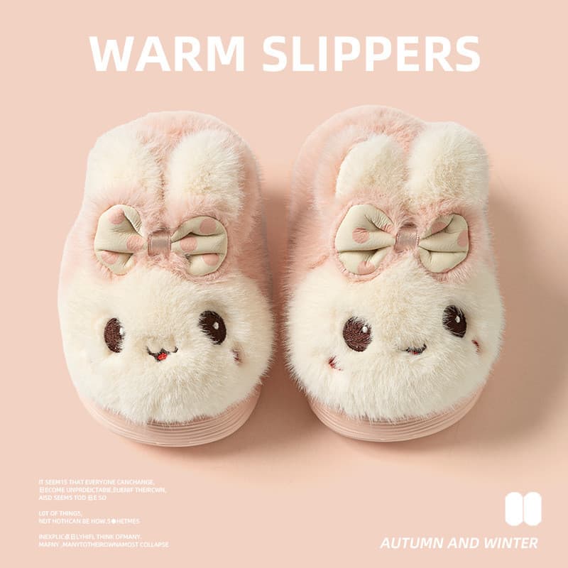 Pantufa Infantil Pelúcia Coelhinho com Calcanhar - Quente Antiderrapante Conforto Inverno