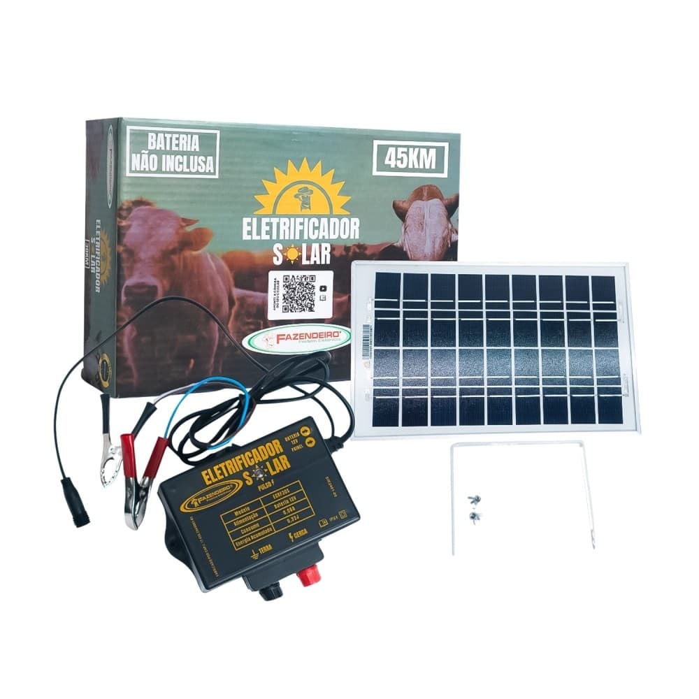 ELETRIFICADOR CERCA RURAL 45KM SOLAR SEM BATERIA FAZENDEIRO