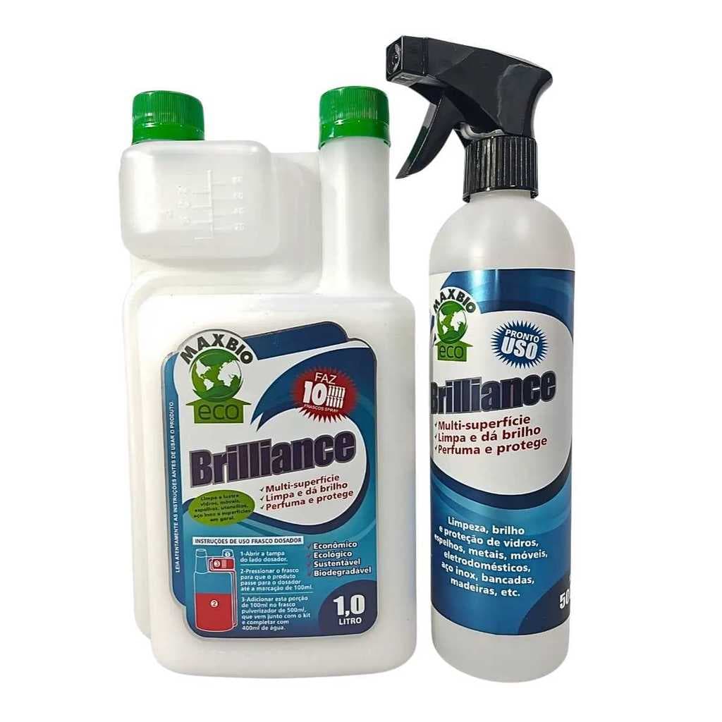 Kit Brilliance Limpa Móveis Vidro Dá Brilho Acabamento Multissuperficie Concentrado Rende 10 Frasco