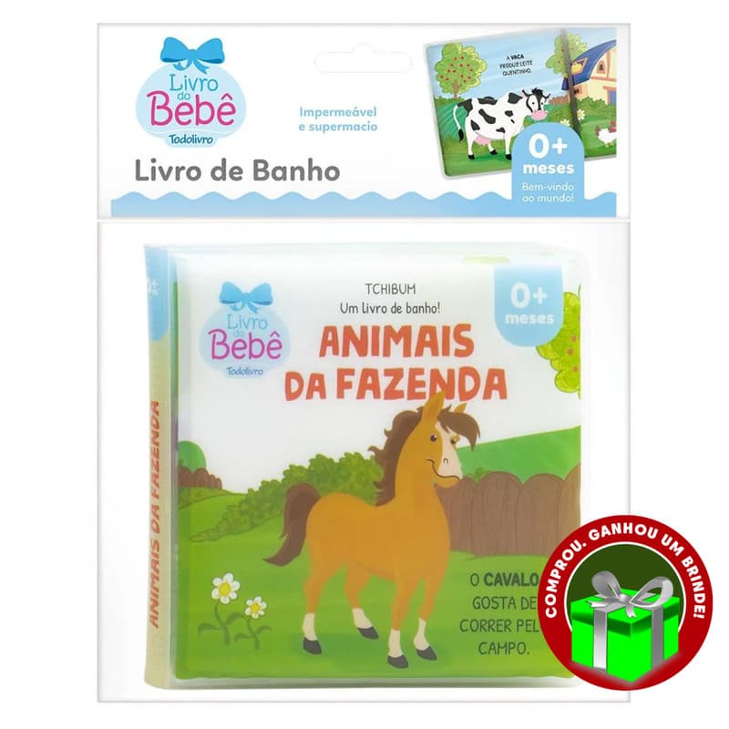 Livro Tchibum Um livro de banho! Animais da Fazenda SBN Crianças Filhos Infantil Desenho